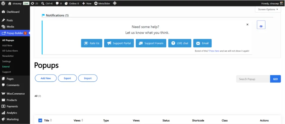 20+ Plugin WordPress Terbaik & Populer yang Wajib Anda Install 16 Tampilan dashbaord Popup Builder