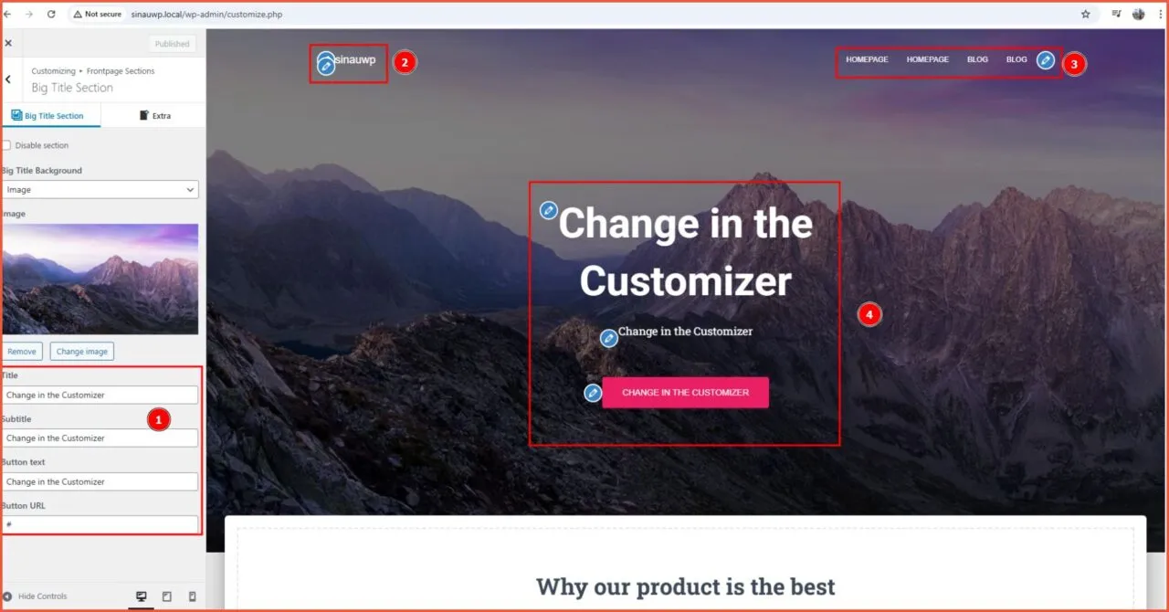 Fitur Hestia Live customizer