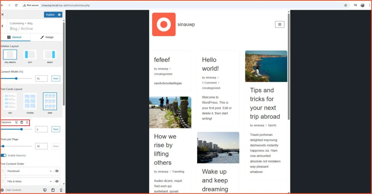 Fitur Neve Settingan mobile friendly