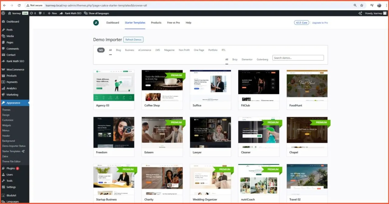 Fitur Zakra Starter template
