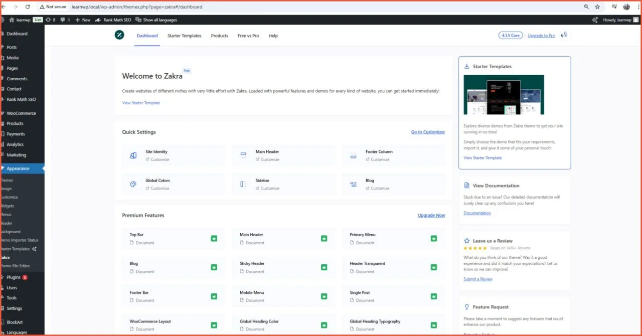 Fitur zakra Kemudahan kustomisasi