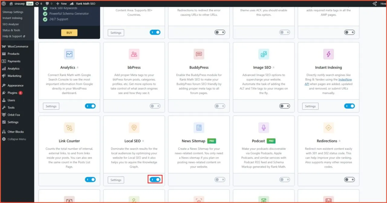 Mengaktifkkan modul local seo