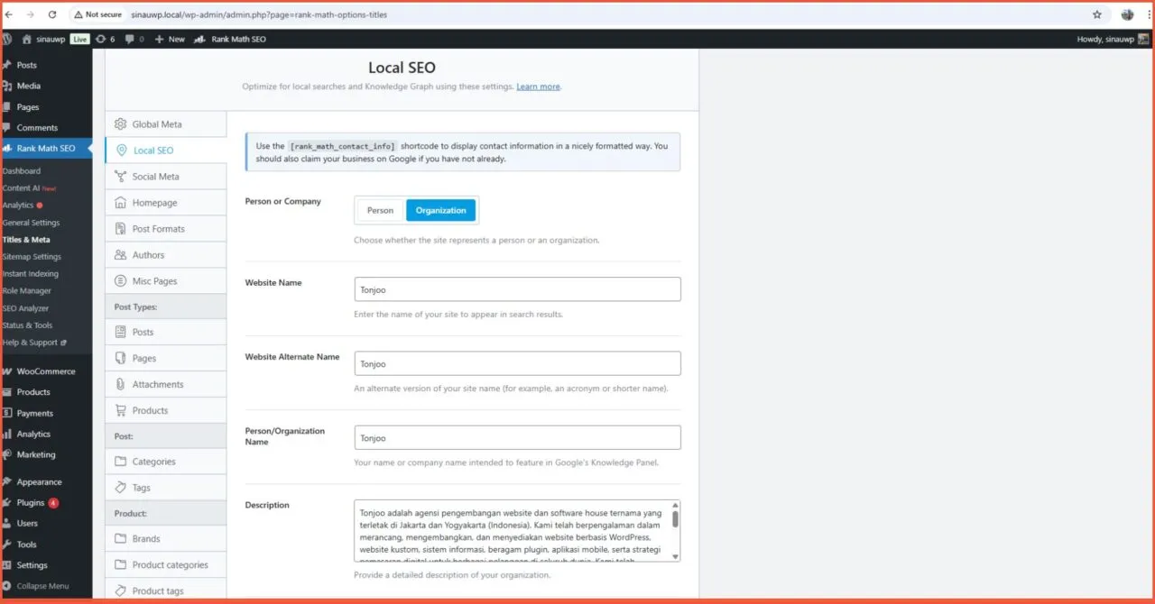 person or company to description