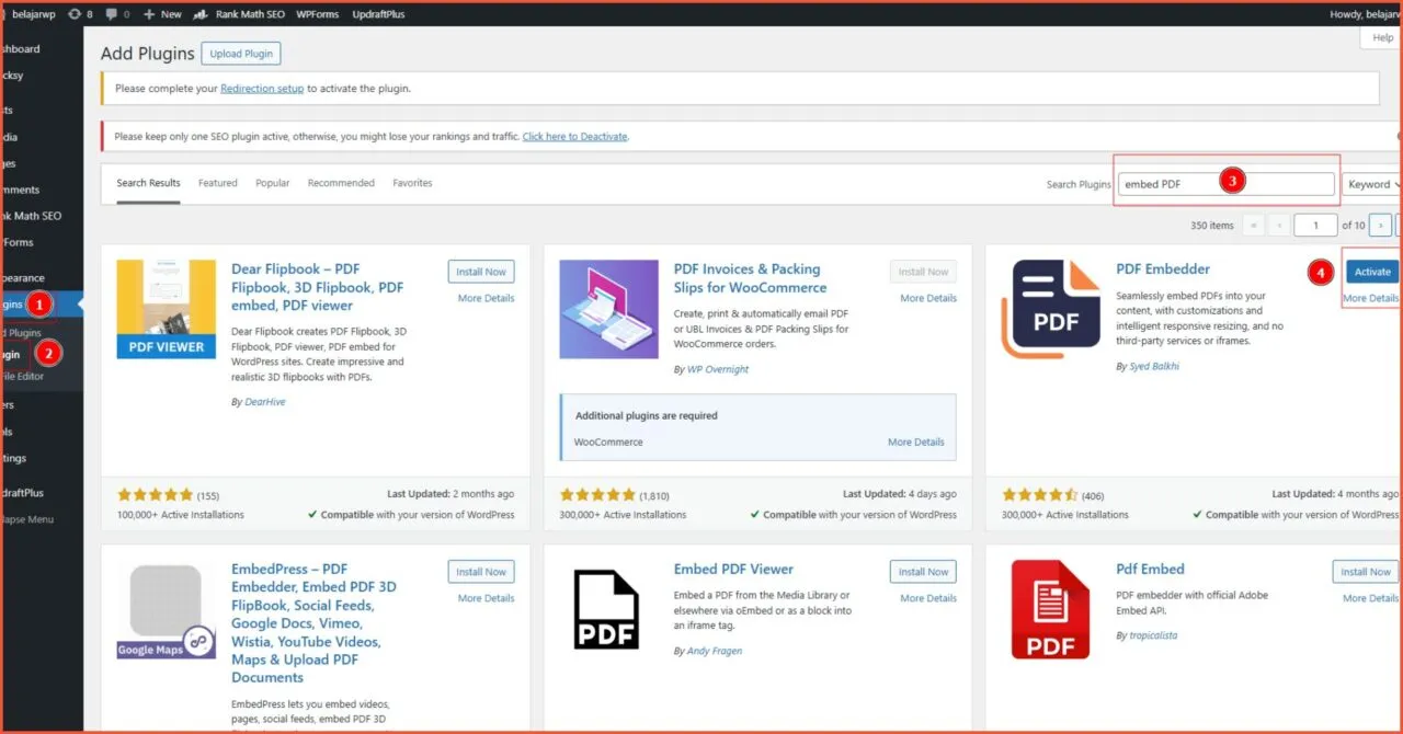 1. Install plugin PDF Embedder