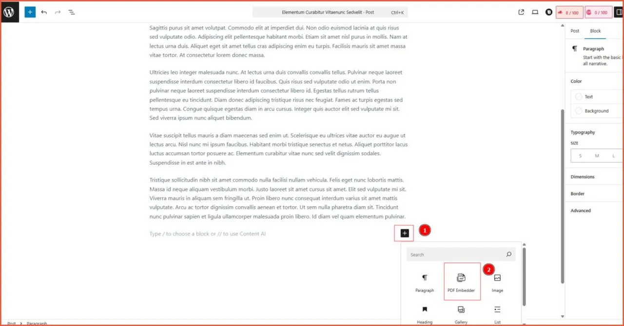 2. Menambahkan file pdf menggunakan pdf embedder