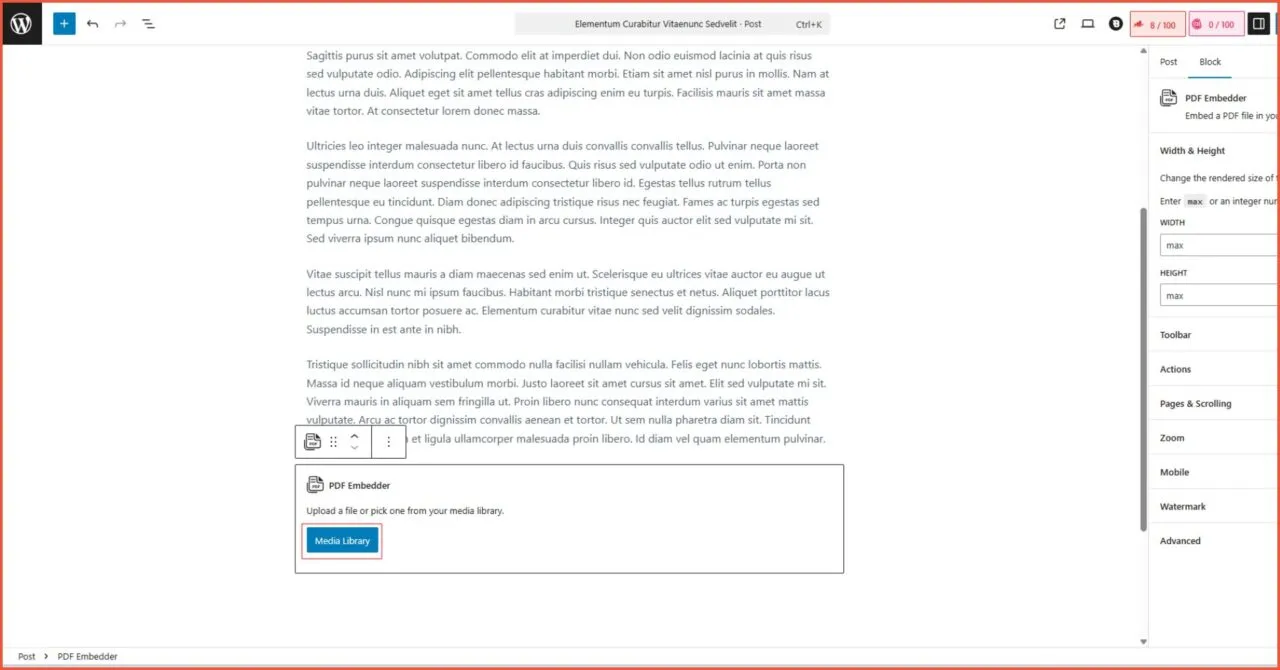 3. Klik media library