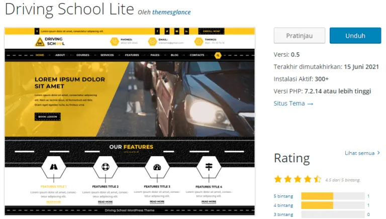 Best Free WordPress Themes - Driving School Lite