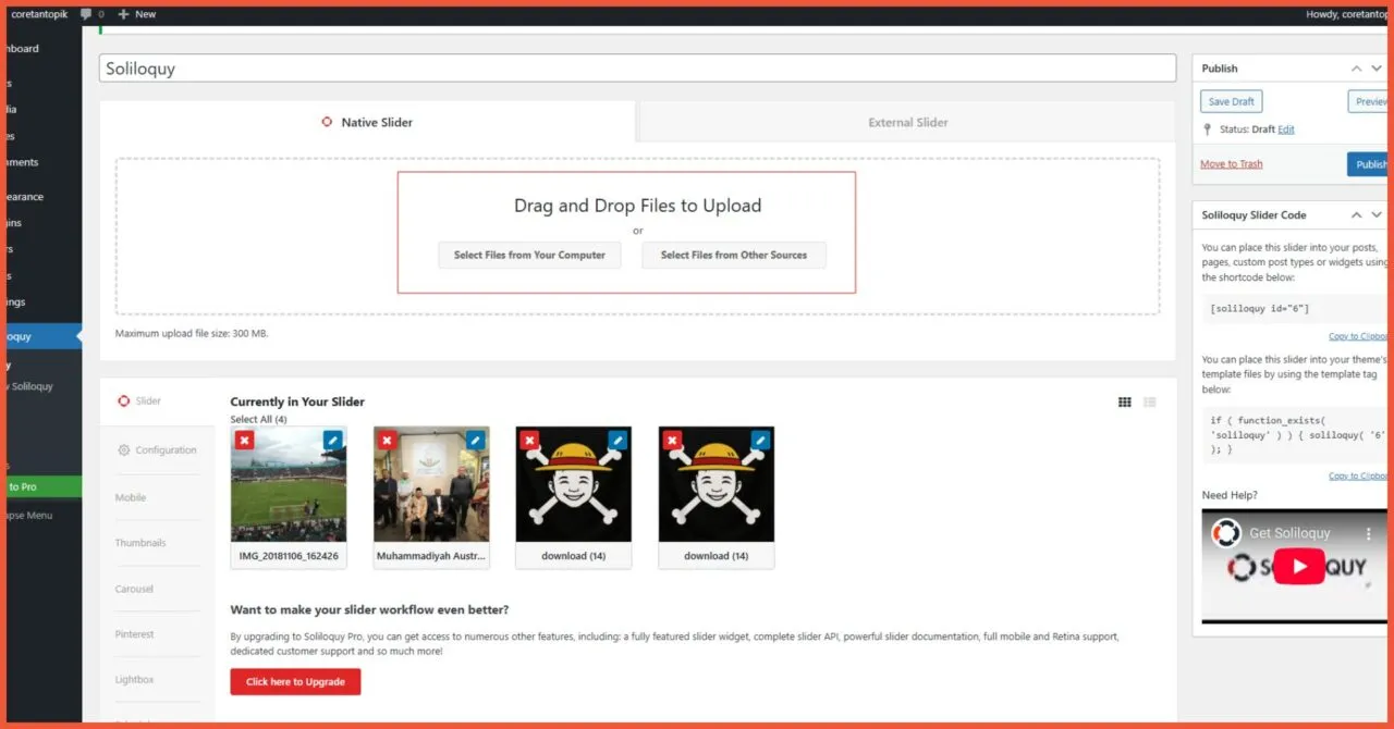 Fitur Soliloquy Drag and drop