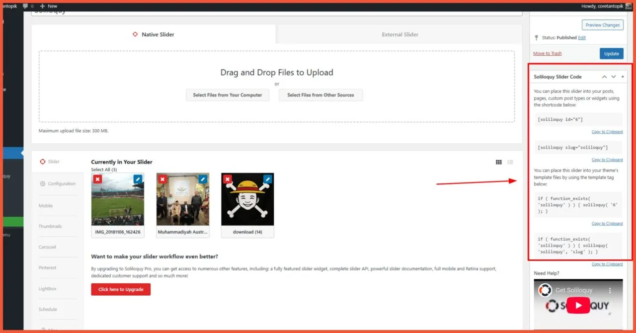 Fitur soliloquy support drag and drop
