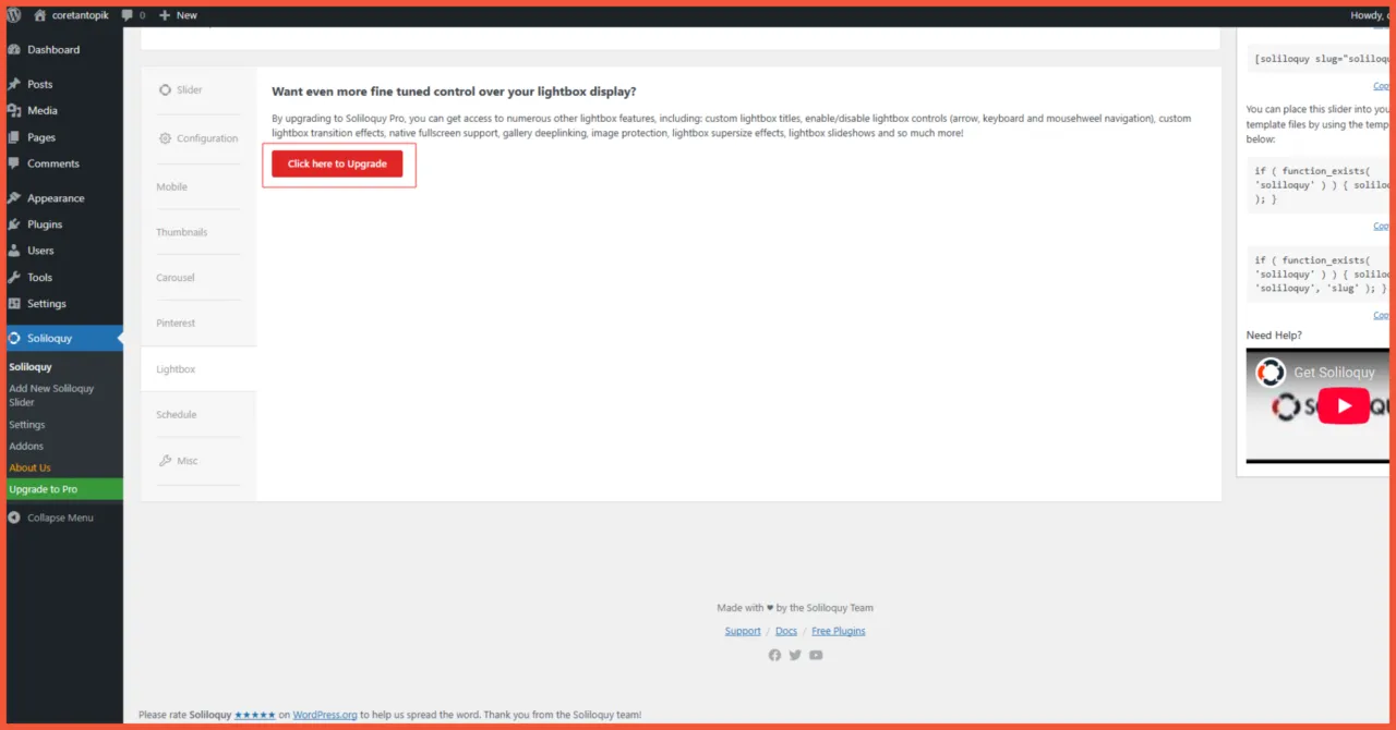 Kekurangan Soliloquy Banyak fitur lanjutan yang terkunci di versi pro