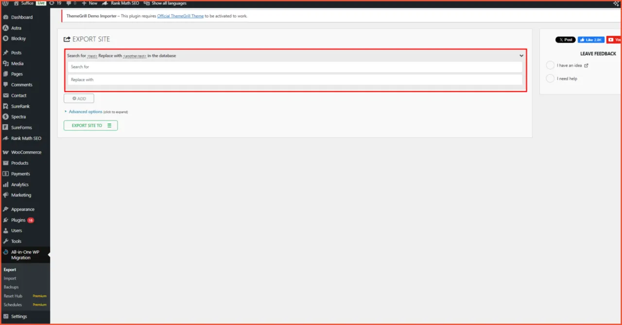 fitur AIOWP find and replace