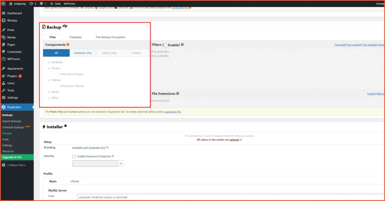 fitur duplicator backup manual dan pemulihan website 1