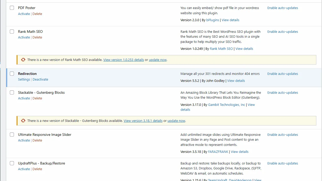 Setup plugin Redirection