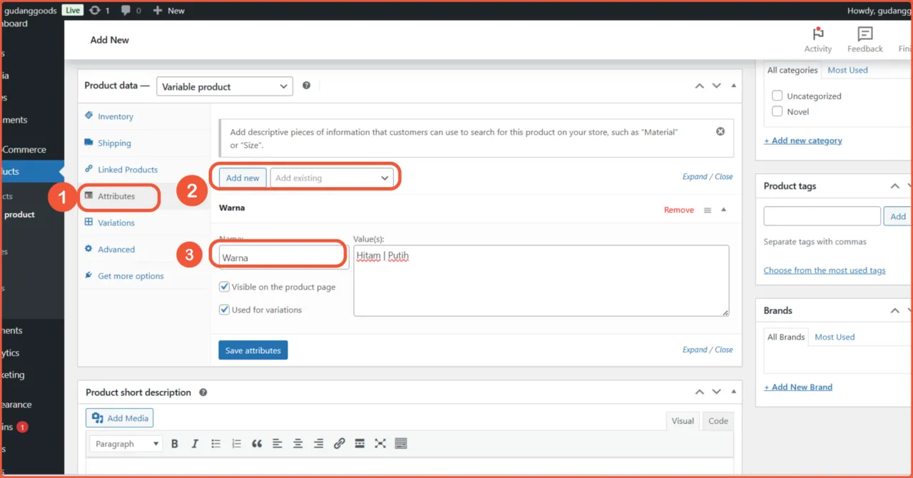 Cara menambahkan variable product 2