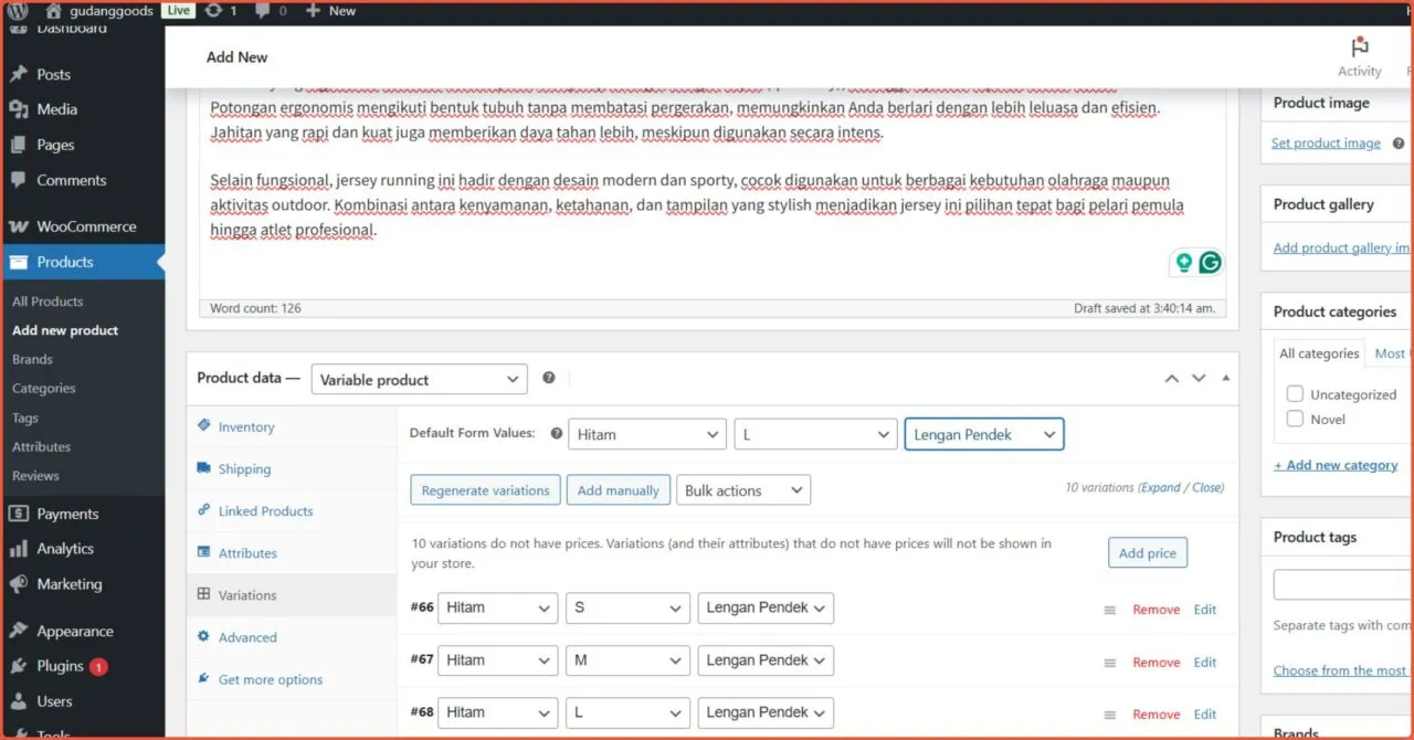 Cara menambahkan variable product 4