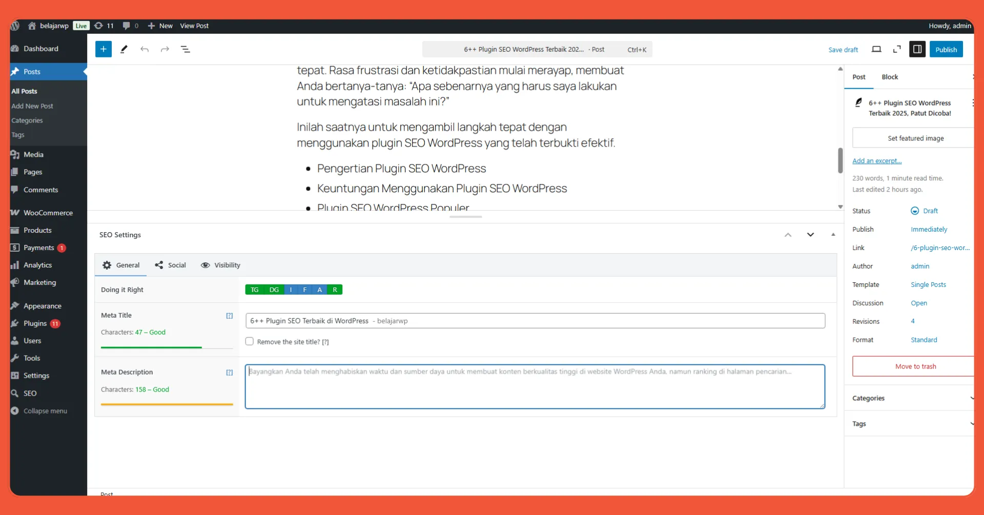 Optimasi pembuatan judul dan meta desc the seo framework sangat minimalis