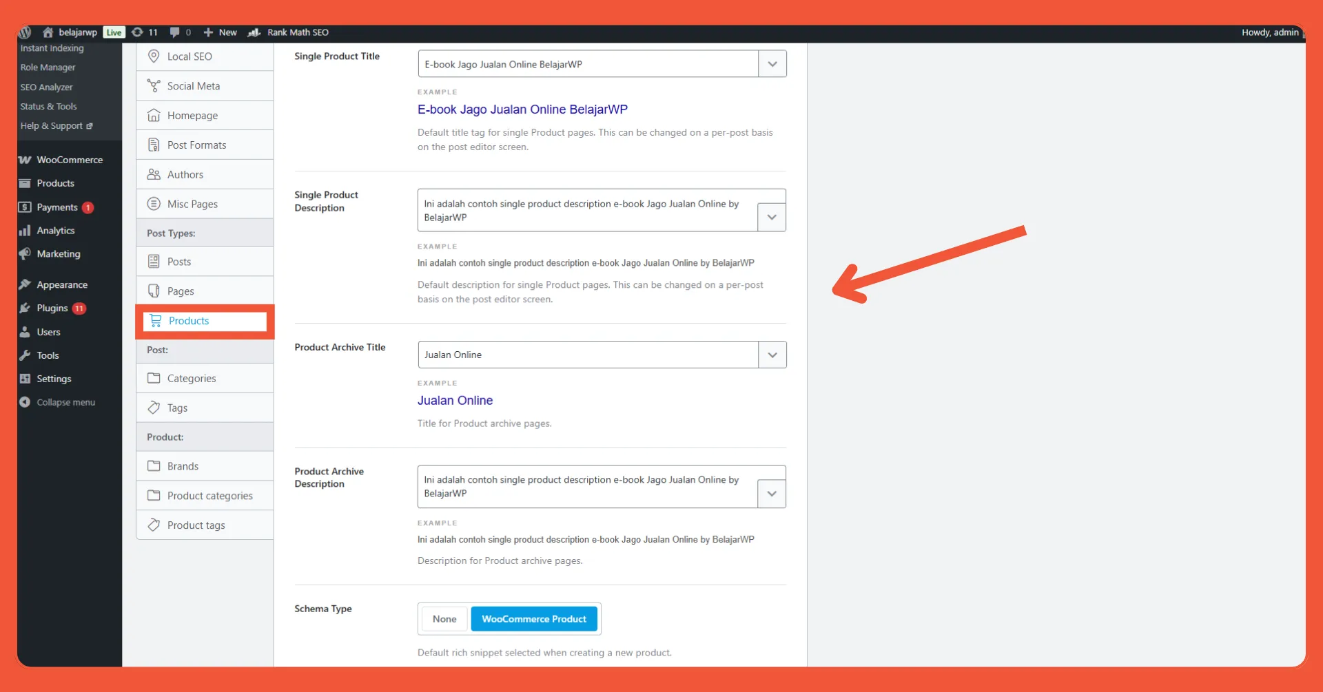 Rank Math integrasi Woocommerce