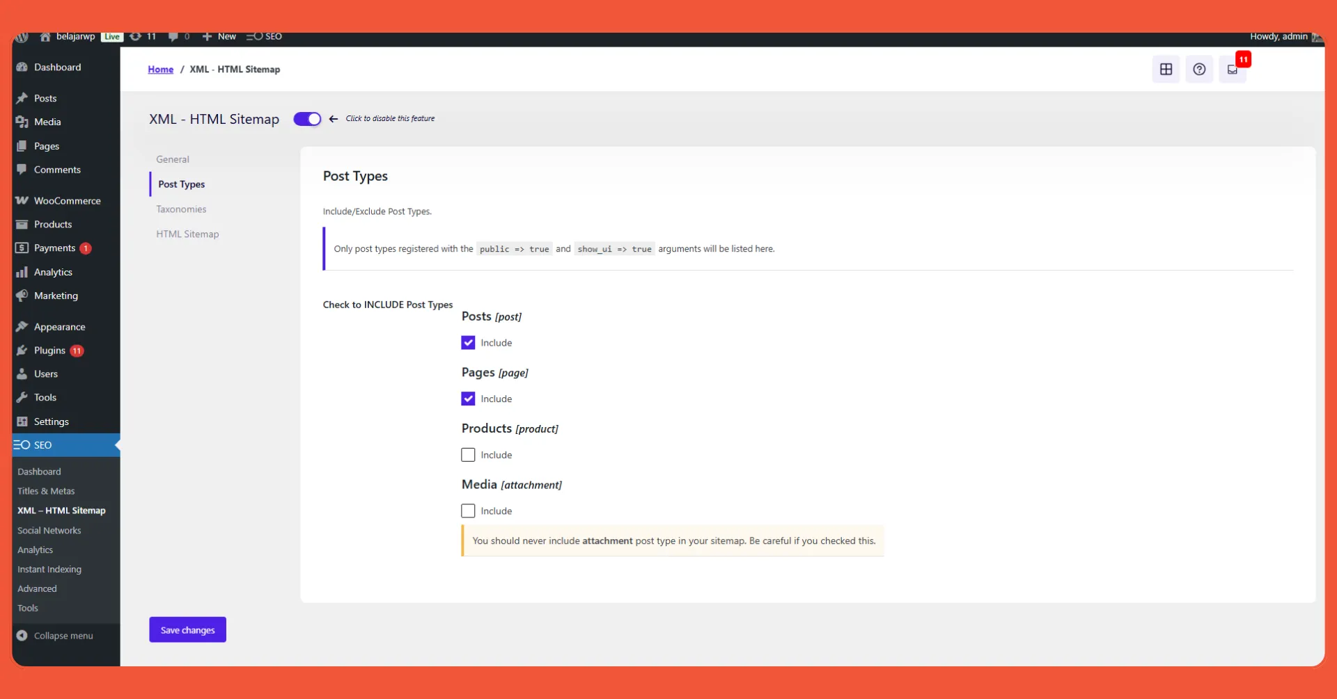 SEO Press Sitemap setting