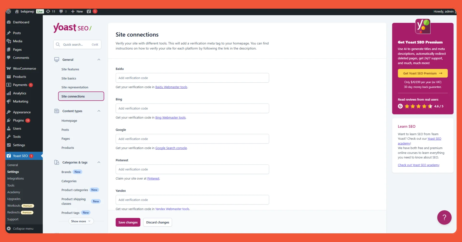 Yoast Integrasi Webmaster Tools