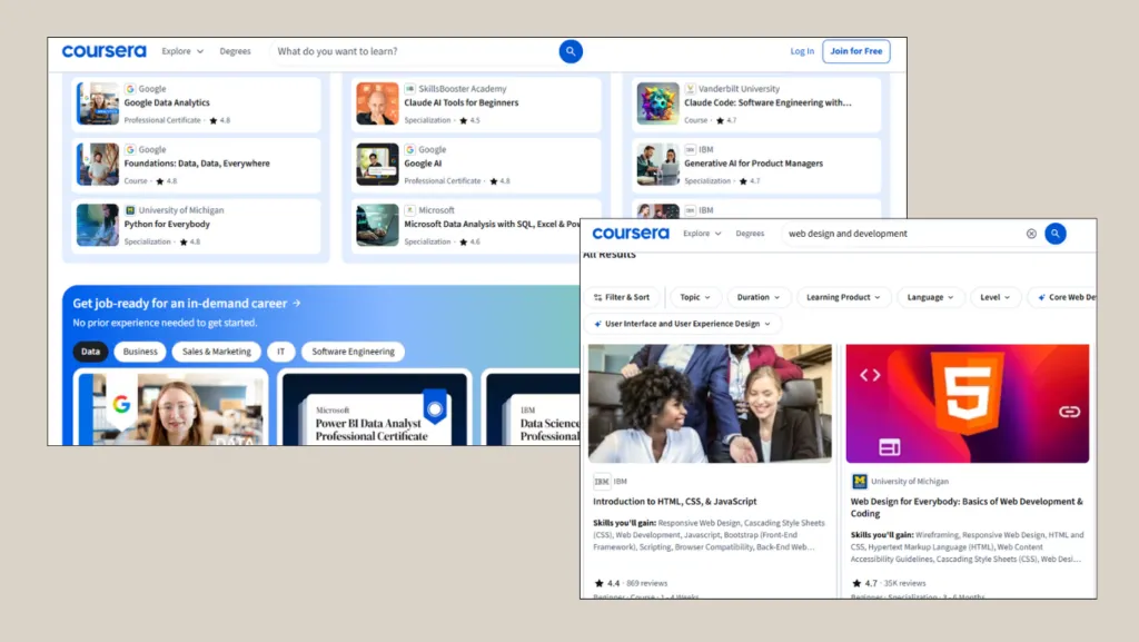 kelas web desain di coursera