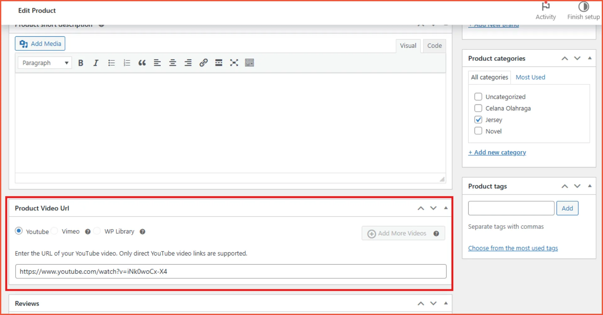 5. Klik product video URL