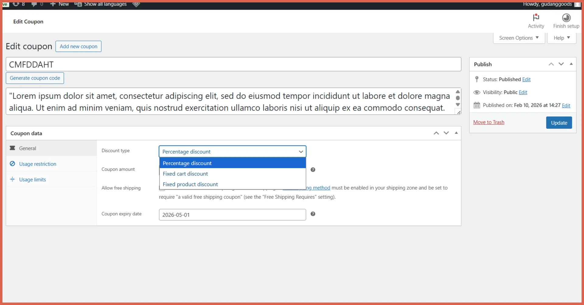 Cara Membuat Kupon diskon di WooCommerce