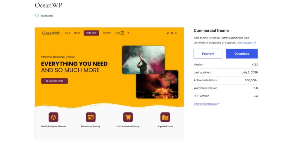 33 Tema WordPress Gratis & Terbaik di Tahun 2026 2 Tema WordPress gratis terbaik OceanWP