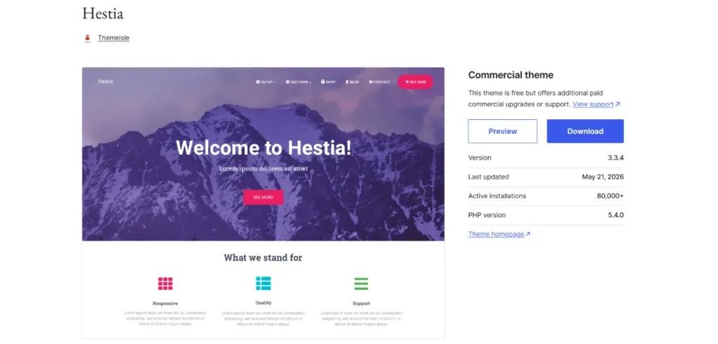 33 Tema WordPress Gratis & Terbaik di Tahun 2026 6 Tema WordPress gratis terbaik Hestia