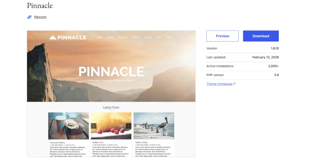 33 Tema WordPress Gratis & Terbaik di Tahun 2026 15 Tema WordPress gratis terbaik Pinnacle