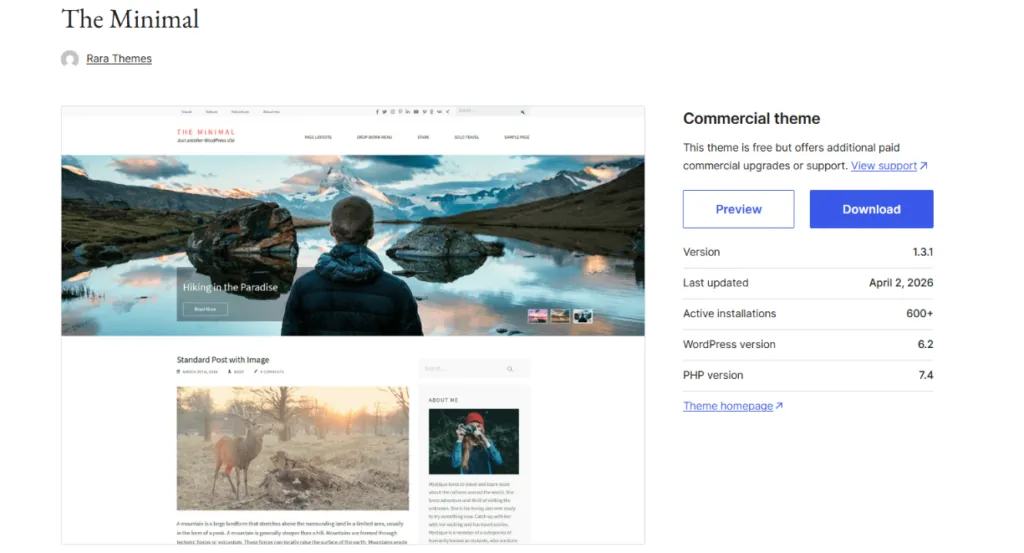 33 Tema WordPress Gratis & Terbaik di Tahun 2026 16 Tema WordPress gratis terbaik The Minimal