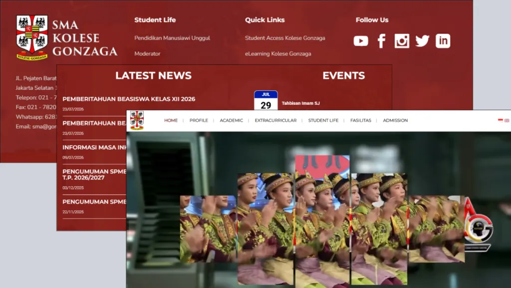 contoh website sekolah SMA kolese Gonzaga