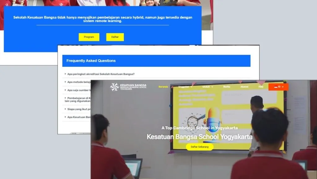 tampilan website Kesatuan Bangsa School