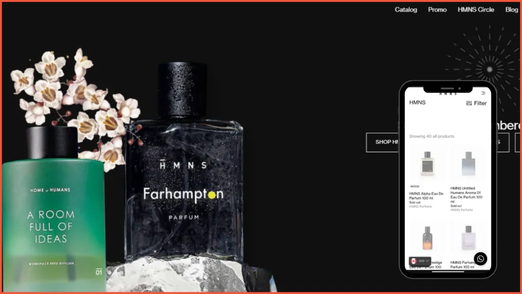 Product Catalog Website Examples to Support Your Business 1 website HMNS Perfume 1